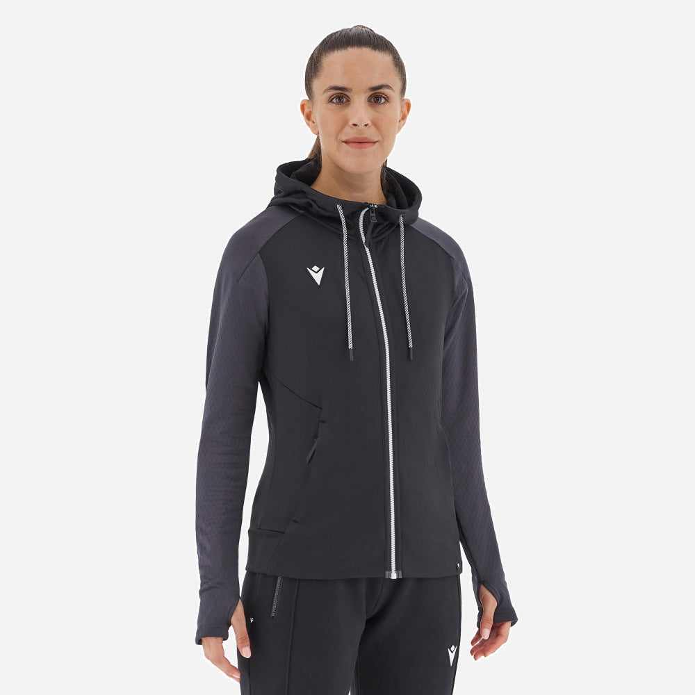 MACRON KITTILA FELPA CAPPUCCIO E ZIP DONNA NERO