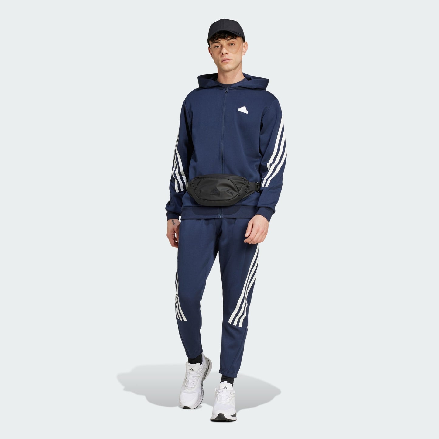 FELPA CAPPUCCIO ADIDAS FUTURE ICONS 3-STRIPES FULL ZIP UOMO BLU
