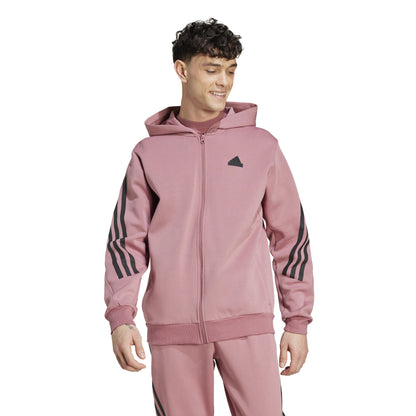 FELPA CAPPUCCIO ADIDAS FUTURE ICONS 3-STRIPES FULL ZIP UOMO ROSSO