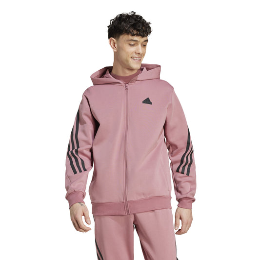 FELPA CAPPUCCIO ADIDAS FUTURE ICONS 3-STRIPES FULL ZIP UOMO ROSSO