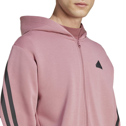 FELPA CAPPUCCIO ADIDAS FUTURE ICONS 3-STRIPES FULL ZIP UOMO ROSSO